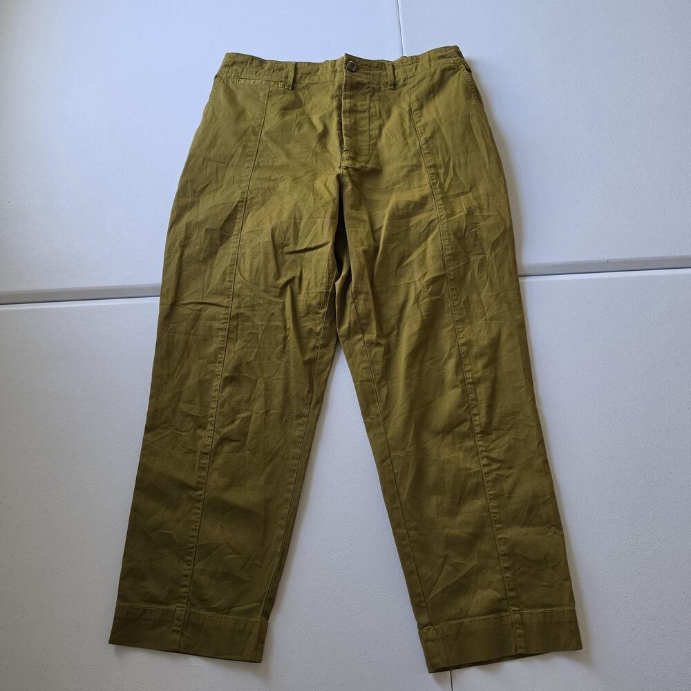 Alex Mill Pants Womens 10 Green Cotton Twill Straight Leg Chino Elastic Waist